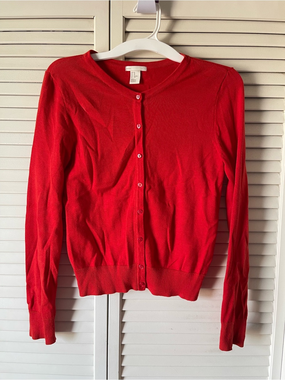 H&M Red Button-Up Crewneck Cardigan